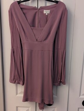 Milly Dusty Mauve V-Neck Long Sleeve Mini Dress